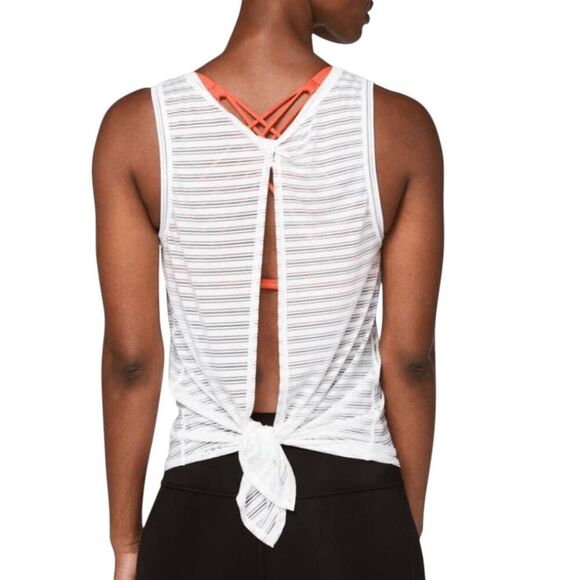 LULULEMON ATHLETICA White Meet Half Way Sleeveless Tie Back Tank Size 8 - Picture 1 of 6